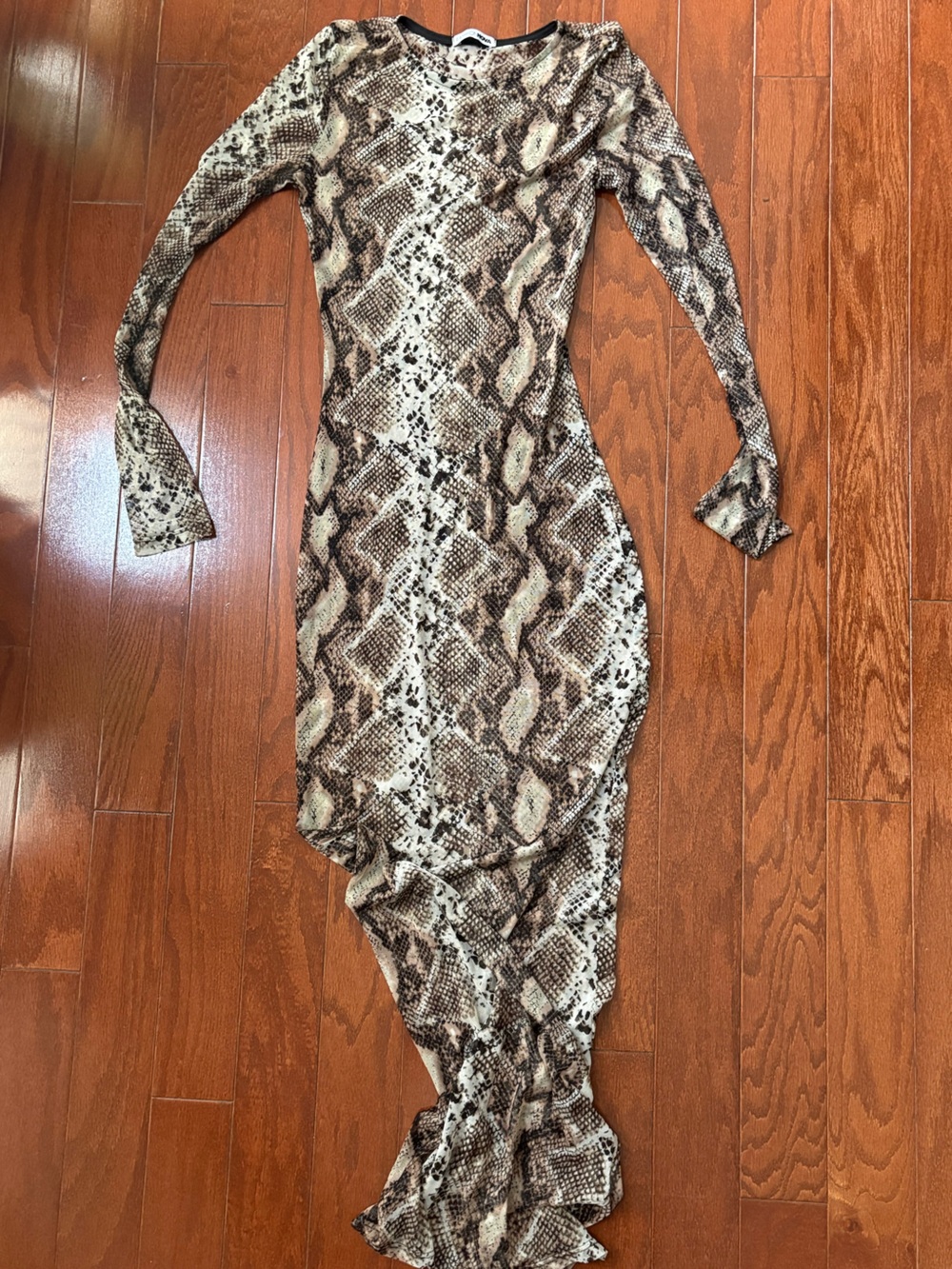 Fashion Nova Brown Cream Snake-Print Swim Coverup